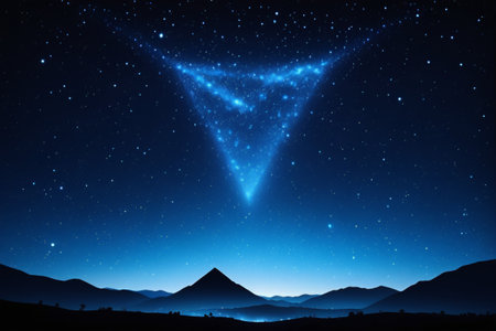 A starry sky with blue light effects under the night skyの素材