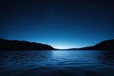 Calm landscape under the night skyの素材