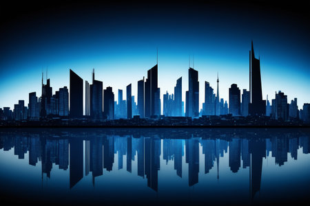 Reflecting landscape of modern urban buildingsの素材