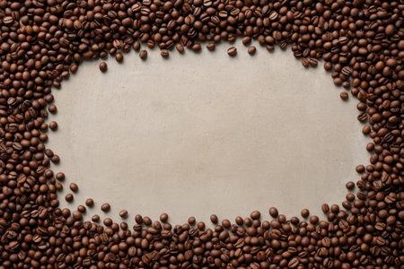 Blank area surrounded by coffee beansの素材