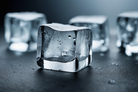 Clear ice cubes close up materialの素材