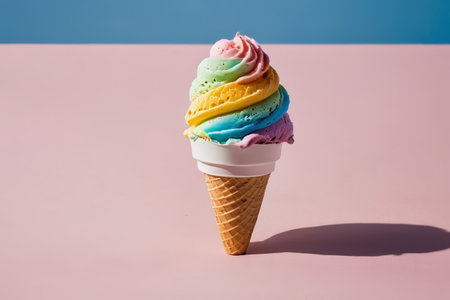 Colorful ice cream cone still life shotの素材