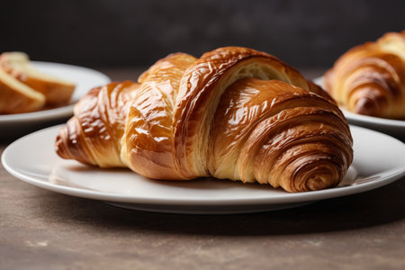 Delicious croissants on a plateの素材