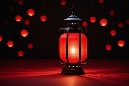 Close up of red lantern decorationの素材