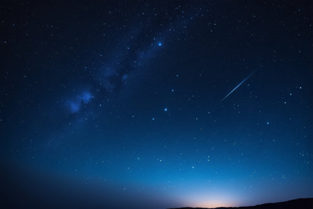 Galaxy and meteor scene under the night skyの素材