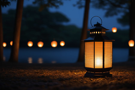 Chinese lanterns in outdoor night viewの素材