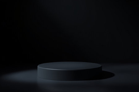Round display base with black backgroundの素材