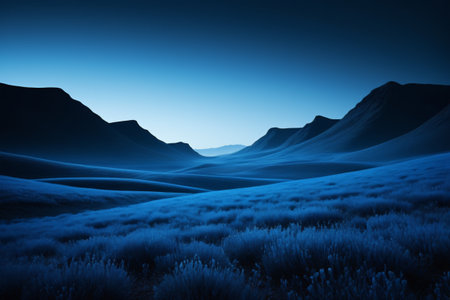 Mountain grassland scenery at duskの素材