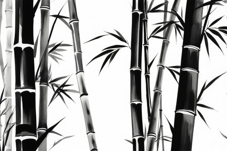 Black and white ink and wash bamboo forest materialsの素材