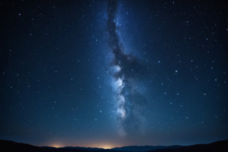 Galaxy and mountain landscape under the night skyの素材