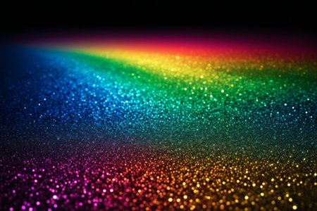 Rainbow colored luminous particle backgroundの素材