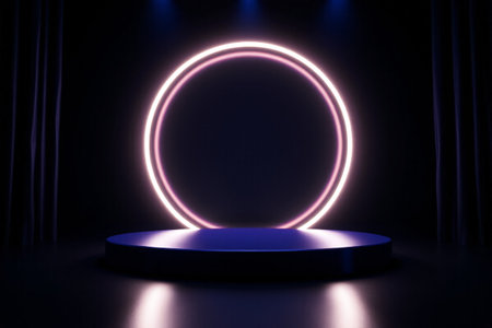 Neon ring light effect on stageの素材