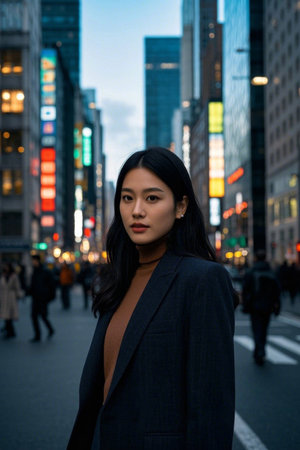 Urban Beauty Night View Street Photography Fashion Womanの素材