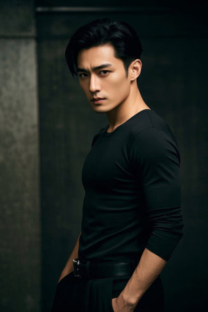 Fashionable Stylish Man Black Dress Photoの素材