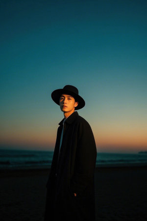 Stylish man in the sunsetの素材