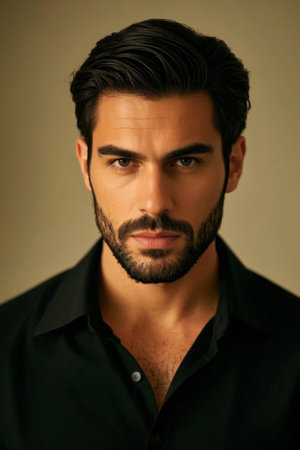 Handsome Men Fashion Photo Black Shirtの素材