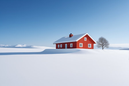 Red Hut on the Snowの素材