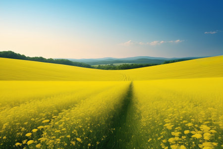 Vast yellow flower fields of natural sceneryの素材
