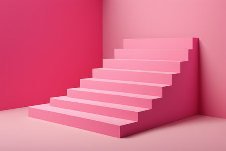Pink Staircase Modern Minimalist Sceneの素材