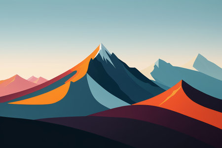 Illustration of colorful mountain sceneryの素材