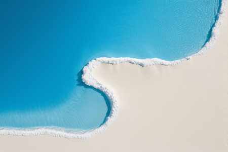 Overlooking the blue ocean and white sand beachの素材