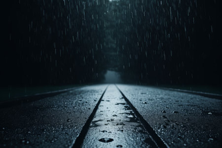 Empty roads on rainy nightsの素材