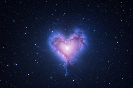 Heart in the night sky with stars. Valentine's day concept.の素材