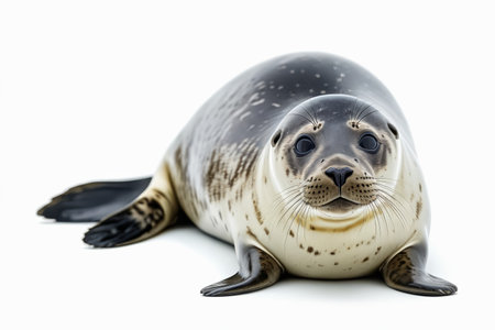 Close up of a reclining sealの素材