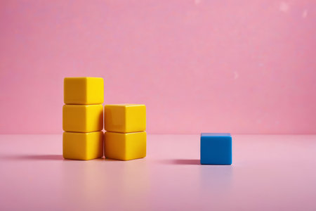 Colorful cube stacking screen with pink backgroundの素材