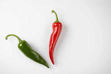 Close up of red and green peppersの素材