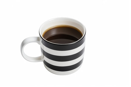 Black and white striped cup coffee drinkの素材