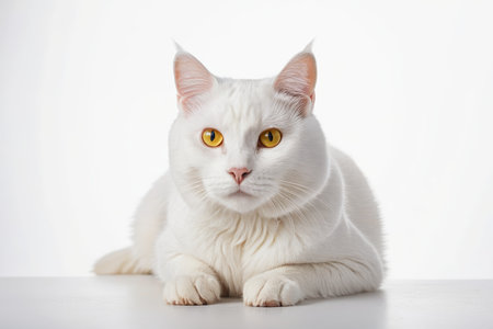 White cat lying posture materialの素材