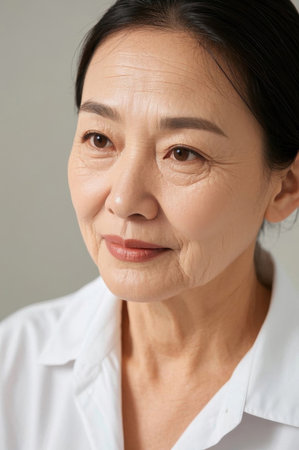Portrait Close up of Elegant Mature Womanの素材