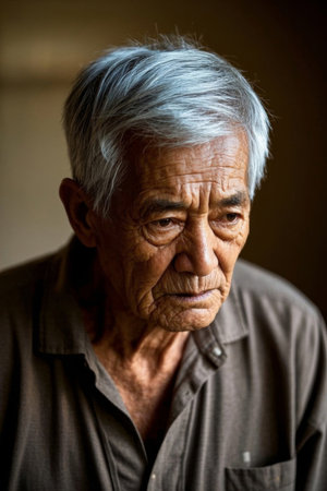 Portrait of a weathered old manの素材
