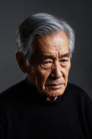 Portrait of a weathered elderly manの素材