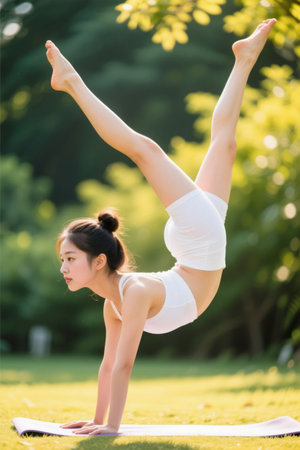 Yoga Girl Outdoor Handstand Practiceの素材
