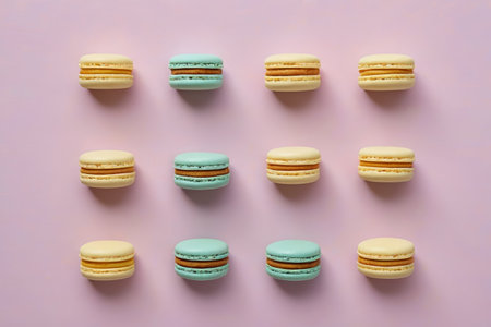 Pink background macaron arrangement displayの素材