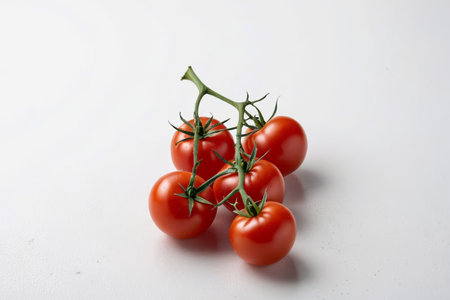 Fresh red tomatoes on branchesの素材