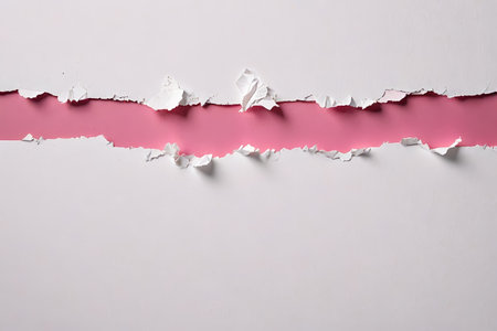 Tear open the white paper to reveal the pink inner pagesの素材