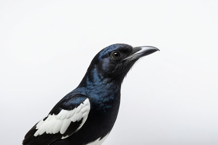 Close up of a black and white birdの素材