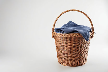 Blue textiles in wicker basketsの素材