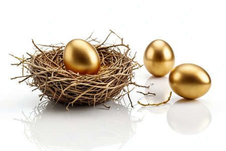 Golden Egg Still Life Material in Bird's Nestの素材