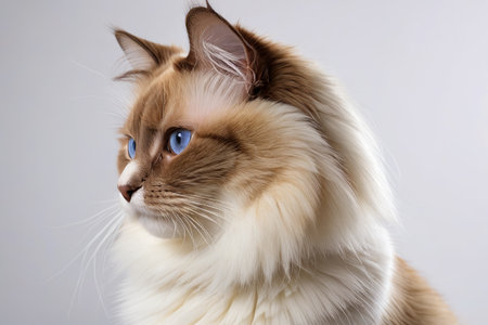 Close up of the blue eyed long haired catの素材
