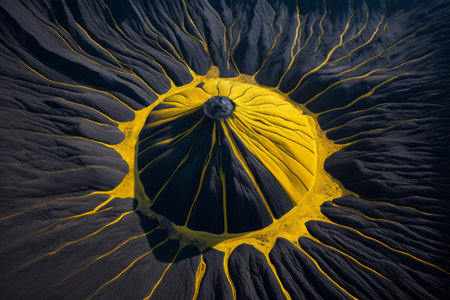 Aerial view of the volcanic landscapeの素材