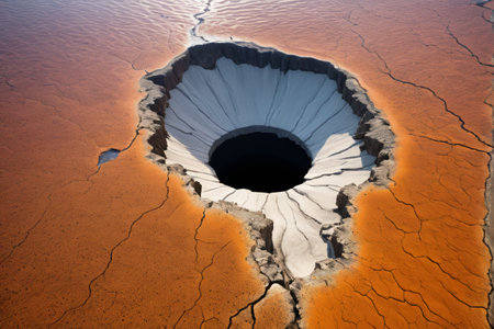 A view overlooking the huge potholes in the earthの素材