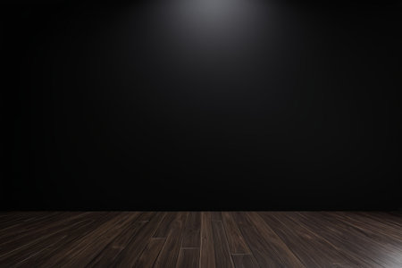 Wood floor scene with black backgroundの素材