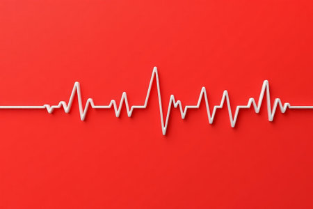 ECG pattern material with red backgroundの素材