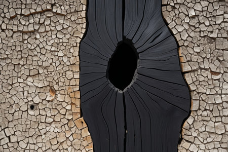 Cracked land and black wood texture materialの素材