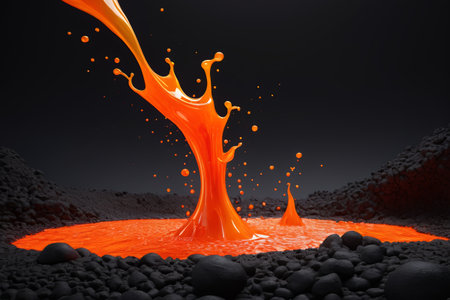Orange liquid splash sceneの素材