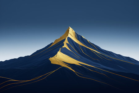 Golden peaks and blue sky natural landscapeの素材